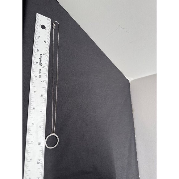 Sterling Silver Circle Pendant Necklace With Cubic Zirconia Accents 925 Italy 17 - Picture 5 of 7